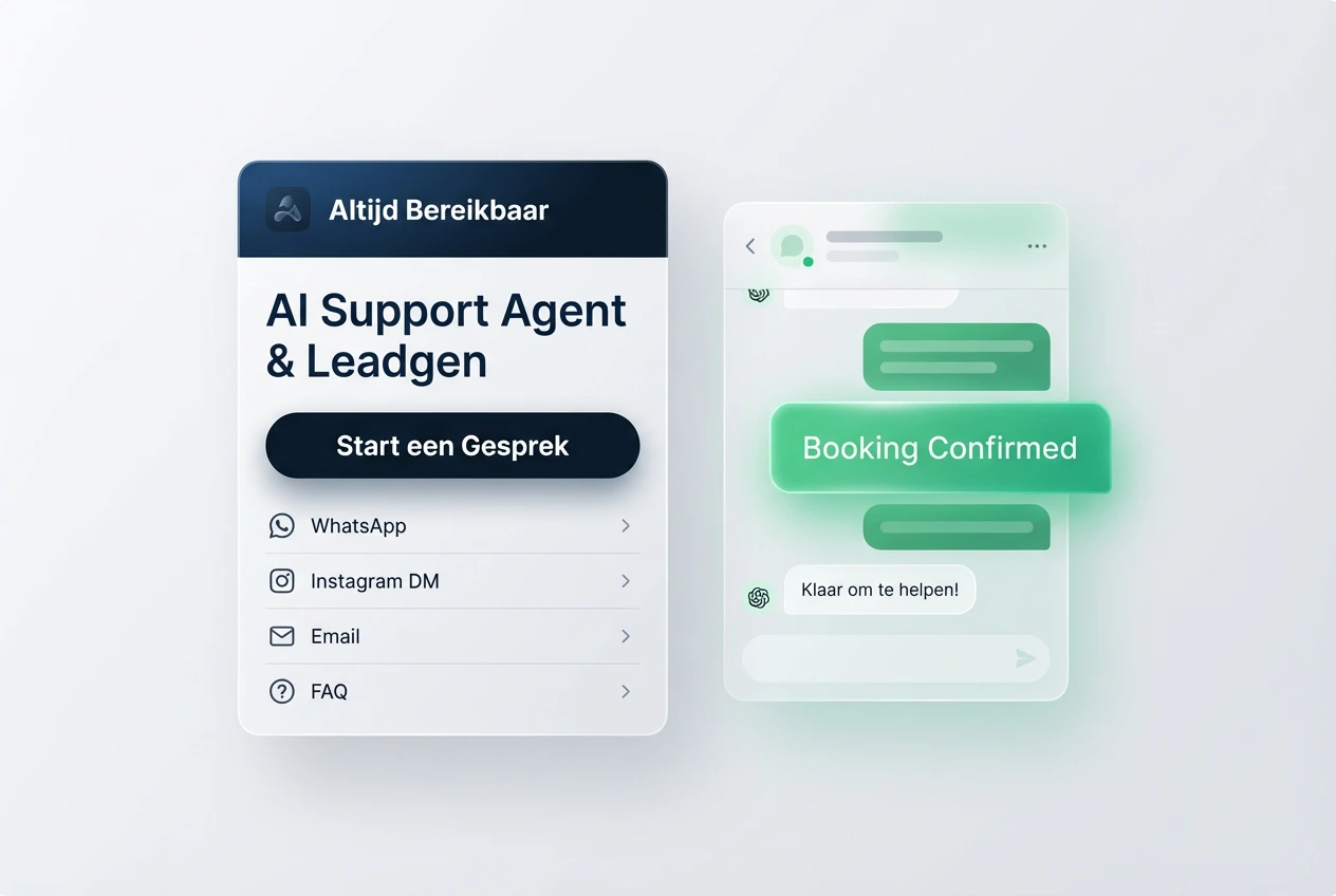 Visueel voorbeeld: AI-supportagent voor leads en afspraken